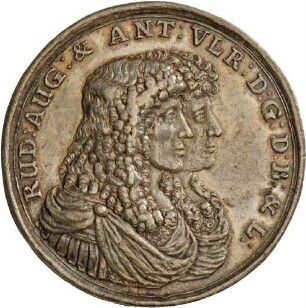 Medaille von Johann Georg Breuer auf die Herzöge Rudolf August und Anton Ulrich von Braunschweig-Lüneburg, 1667