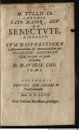 Cato maior, seu de senectute libellus