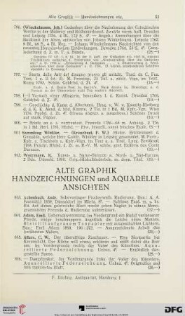 Alte Graphik. Handzeichnungen und Quarelle. Ansichten (Nr. 803-931)