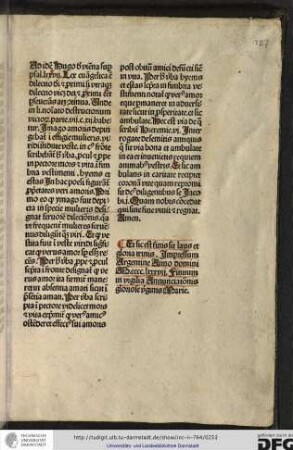Et sic est finis sit laus et gloria trinis. Impressum Argentine anno domini M.cccc.lxxxvii. Finitum in vigilia annunciationis gloriose virginis Marie.