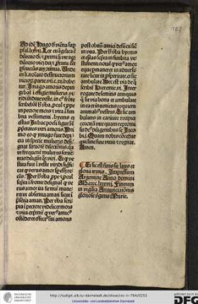 Et sic est finis sit laus et gloria trinis. Impressum Argentine anno domini M.cccc.lxxxvii. Finitum in vigilia annunciationis gloriose virginis Marie.