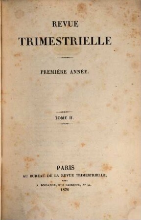 Revue trimestrielle, 1. 1828, Nr. 3