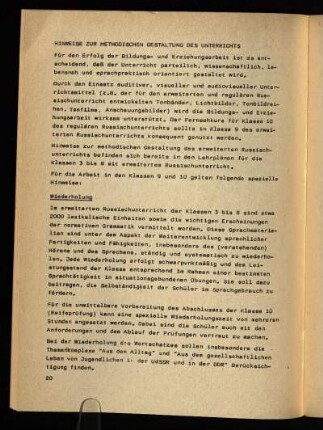 Hinweise zur methodischen Gestaltung des Unterrichts