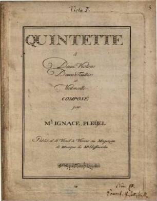 Quintette à deux violons, deux taillies et violoncelle, 1