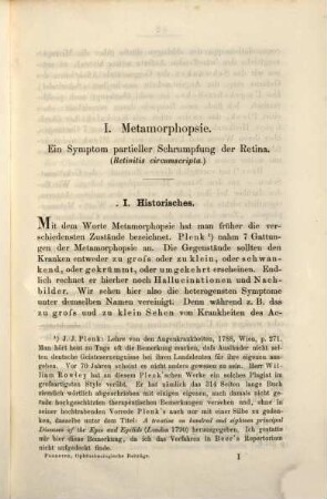 Ophthalmologische Beiträge : Mit in den Text gedruckten Holzschnitten und 2 Kupfertafeln