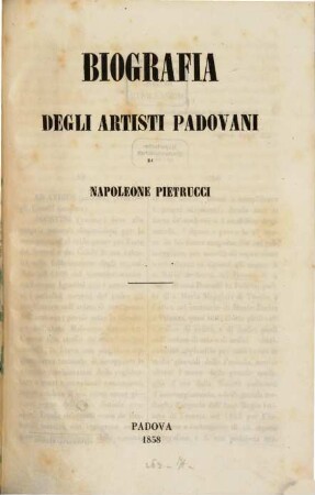 Biografia degli artisti Padovani