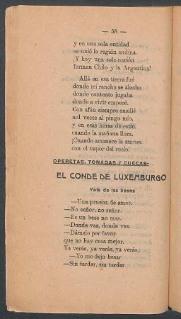 Operetas, tonadas y cuecas - El Conde de Luxemburgo : Vals de los besos