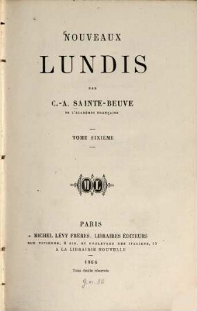 Nouveaux lundis, 6