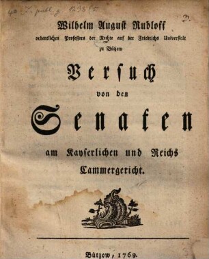 Versuch von den Senaten am Kayserlichen und Reichs-Cammergericht