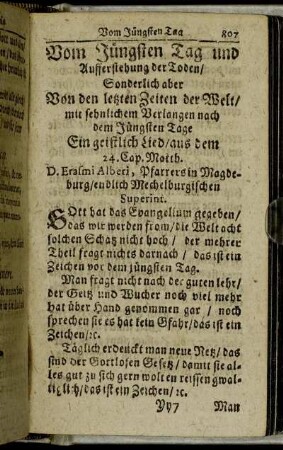Vom Jüngsten Tag und Aufferstehung der Toden.