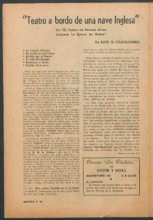 "Teatro a bordo de una nave Inglesa" : De "El Teatro en Buenos Aires Durante la Epoca de Rosas"