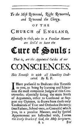 To the Most Reverend, Right Reverend, and Reverend the Clergy. Of The Church Of England, [...]