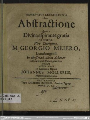 Dissertatio gnostologica de abstractione