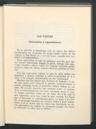 Las visitas : (Costumbres y supersticiones)