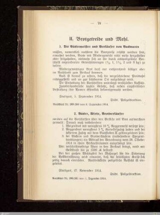 II. Brotgetreide und Mehl