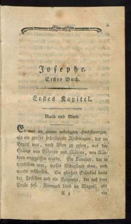 Josephe. Erstes Buch.