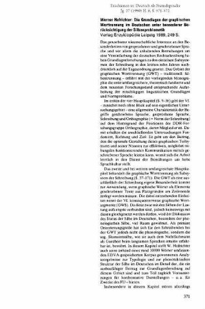 Werner Hofrichter: Die Grundlagen der graphischen Worttrennung im Deutschen unter besonderer Berücksichtigung der Silbenproblematik. Verlag Enzyklopädie Leipzig 1989, 249 S. [Rezension]