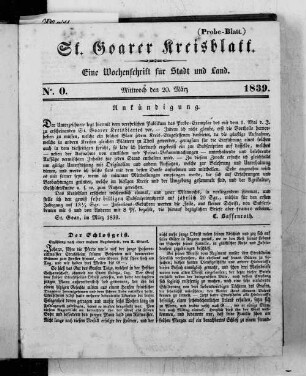 St. Goarer Kreisblatt : eine Wochenschrift für Stadt und Land