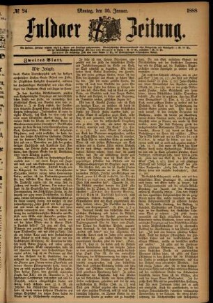Zweite Ausgabe vom Montag, den 30. Januar 1888.
