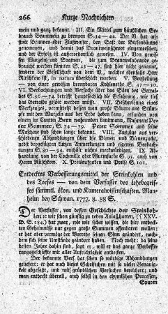 Entdecktes allgemein brauchbares Verbesserungsmittel der Steinkohlen und des Torfes.