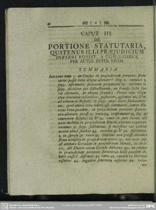 Caput III. De Portione Statutaria, Quatenus Illi Praeiudicium Inferri Possit, A Coniugibus, Per Actus Inter Vivos