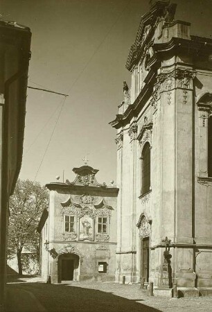 Leitmeritz (heute Litoměřice / Tschechien). Jesuitenkirche Sankt Maria (1700/1731). Eingangsseite