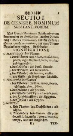 Sectio I. De Genere Nominum Substantivorum