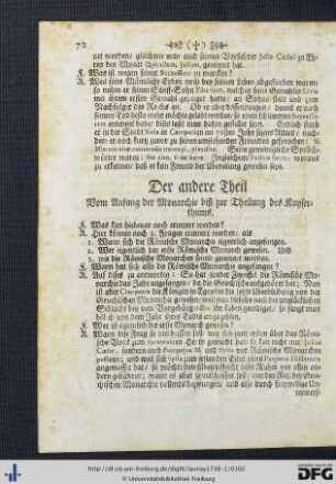 Der andere Theil. Vom Anfang der Monarchie biß zur Theilung des Kayserthums.