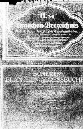 II. Teil Branchen=Verzeichnis