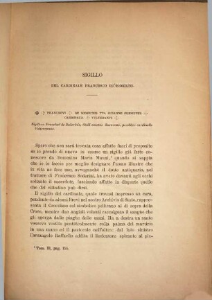 Sigillo del cardinale Francesco de Soderini : Estr. dal Perisdico di Numismatica e Sfragistica Anno 6, fasc. 6