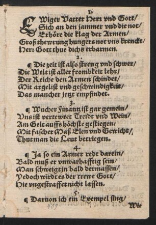 EWiger Vatter Herr vnd Gott/ || Sich an den jammer vnd die not/ ||