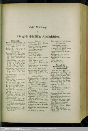 I. Königlich Sächsische Zivilbehörden