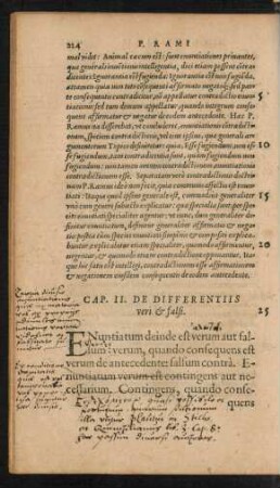 Cap. II. De Differentiis veri et falsi.