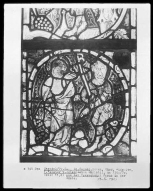 Südliches Chorfenster mit Szenen aus dem Leben Christi — Christus mit Teufel aus der Versuchung Christi in der Wüste