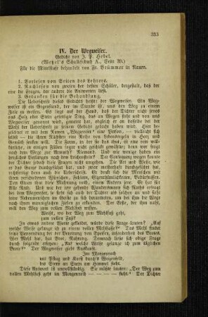 ¬Der¬ Wegweiser : Gedicht ; (Wetzel's Schullesebuch A., Seite 39) ; für die Mittelstufe behandelt
