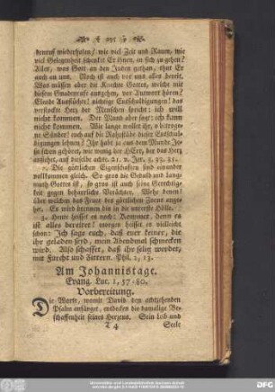 Am Johannistage. Evang. Luc. 1, 57 - 80.