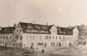 Dresden. Die Superintendentur (hinter der Kreuzkirche, 1857 abgebrochen) von F. A. Kannegießer (Aquarell?)