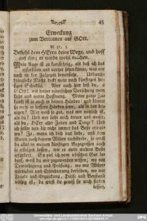 Erweckung zum Vertrauen auf Gott.