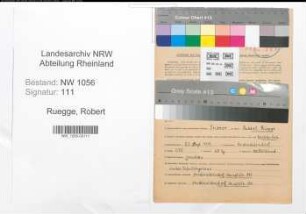 Entnazifizierung Robert Ruegge , geb. 25.09.1912 (Friseur)