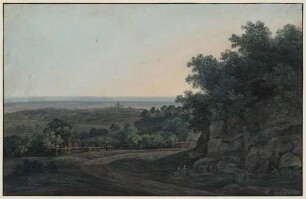 Landschaft mit Felsen rechts vorn