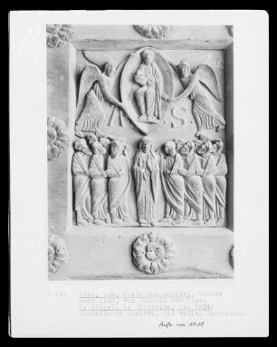 Tür der Porta di San Ranieri / Bronzetür mit Szenen zum neuen Testament — rechter Türflügel — fünfte Bildreihe, linkes Feld: Himmelfahrt Christi