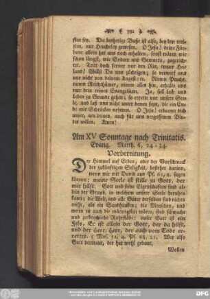 Am XV Sonntage nach Trinitatis. Evang. Matth. 6, 24 - 34.