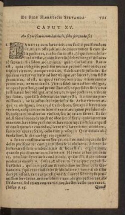 Caput XV. An si paciscaris cum haereticis, fides servanda sit?
