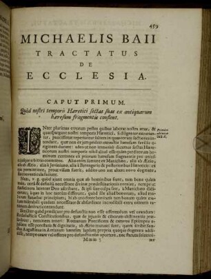 Michaelis Baii Tractatus De Ecclesia