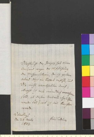 Brief von Einsiedel-Scharfenstein, Friedrich Hildebrand von an Goethe, Johann Wolfgang von