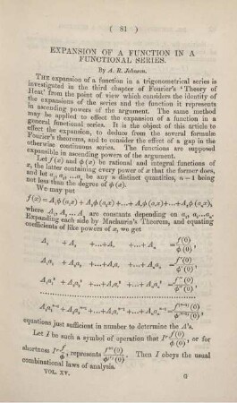 Expansion od a function in a functional series.
