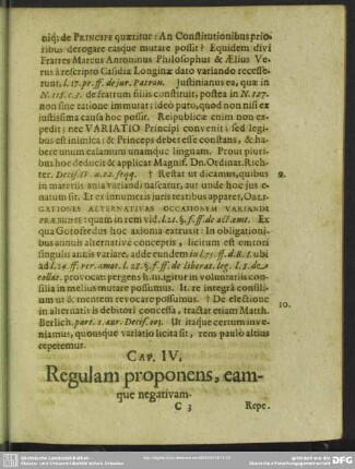 Cap. IV. Regulam proponens, eamque negativam