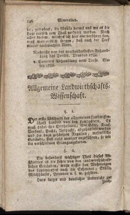 Allgemeine Landwirthschafts-Wissenschaft.