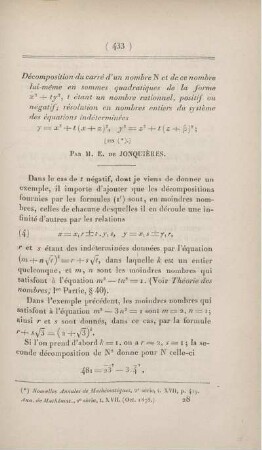 Décomposition du carré d'un nombre N [...] [Fortsetzung]