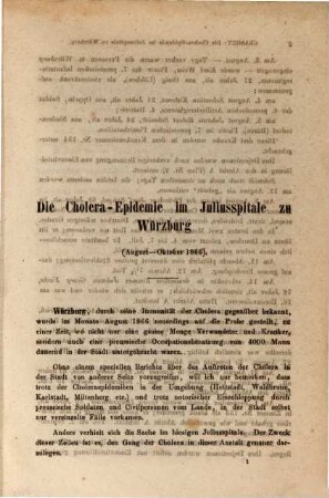 Die Cholera-Epidemie im Juliusspitale zu Würzburg : August - October 1866 ; Inaugural-Dissertation